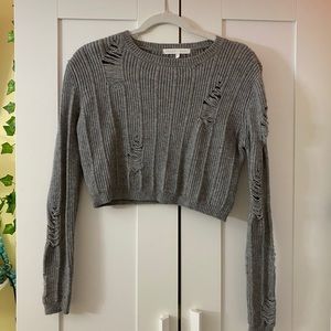 cropped distressed sweater